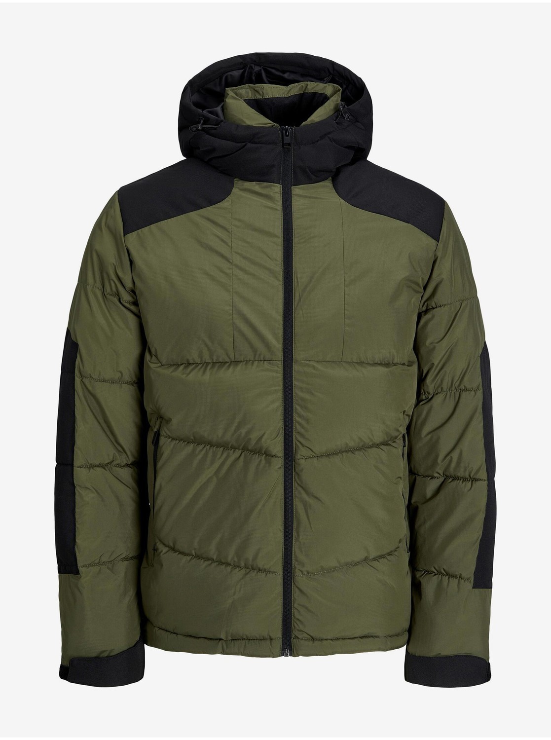 Kaki pánska prešívaná zimná bunda Jack & Jones Otis