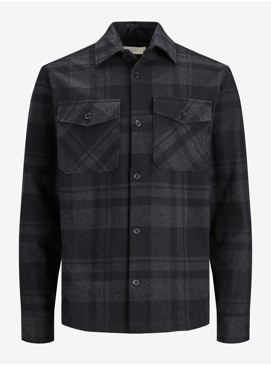 Tmavosivá pánska kockovaná vrchná košeľa Jack & Jones Roy