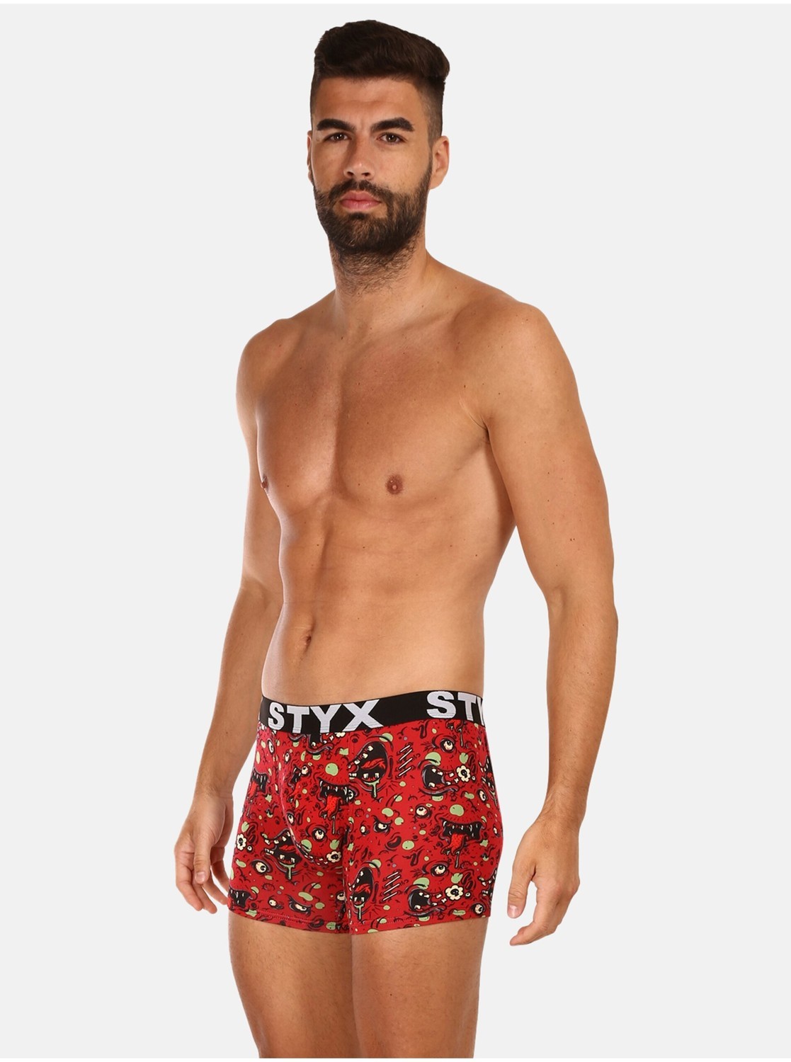 Červené pánske vzorované boxerky Styx Zombie