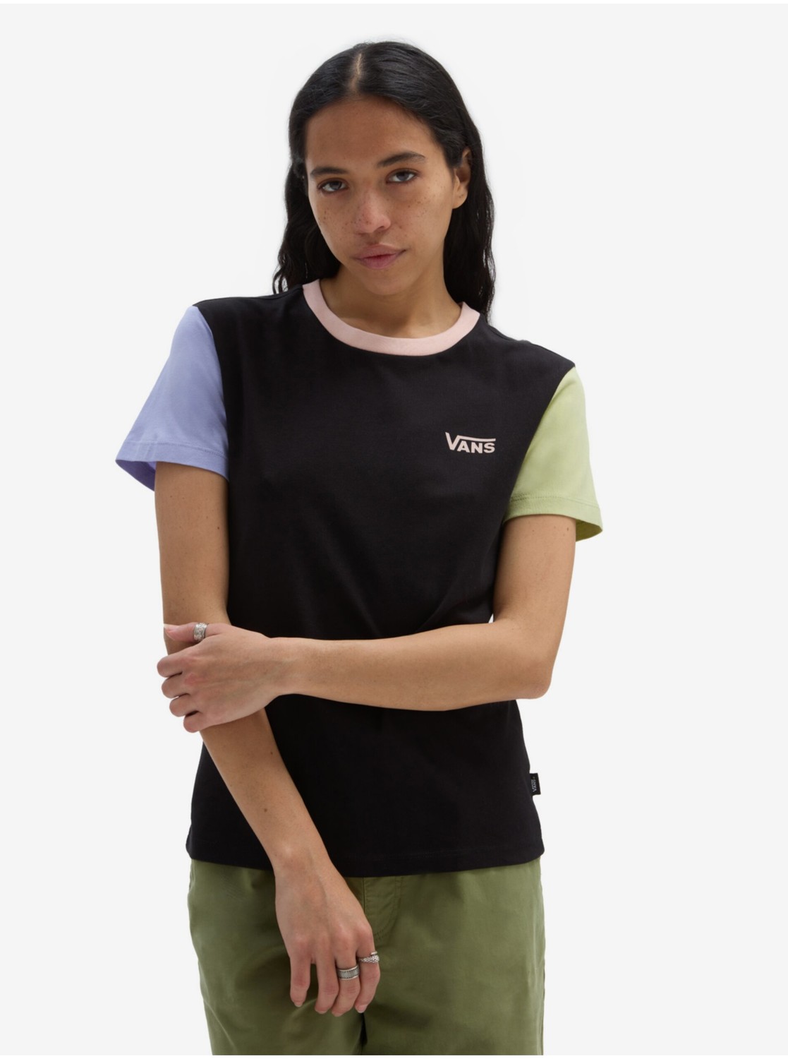 Čierne dámske tričko VANS Colorblock Crew