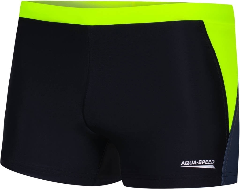 AQUA SPEED Man's Swimming Shorts Dario Black/Grey/Yellow Pattern 138