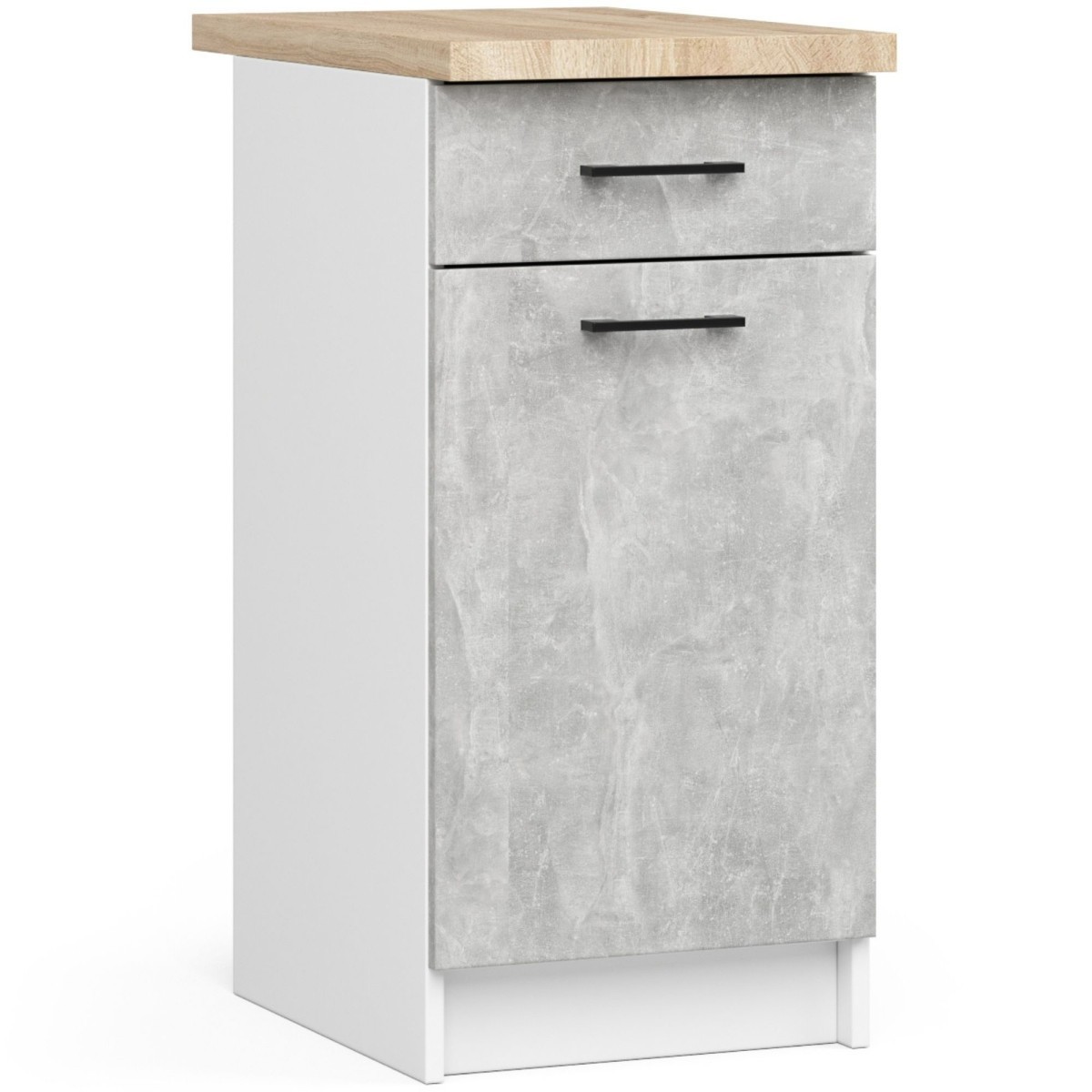 Kuchyňská skříňka Olivie S 40 cm 1D 1S bílá/beton/dub sonoma