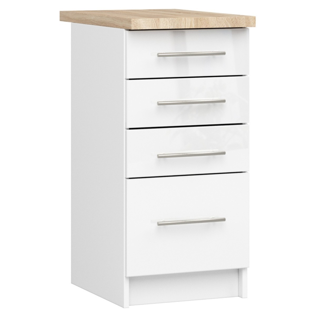 Kuchyňská skříňka Olivie S 40 cm 4S bílá/bílý lesk/dub sonoma
