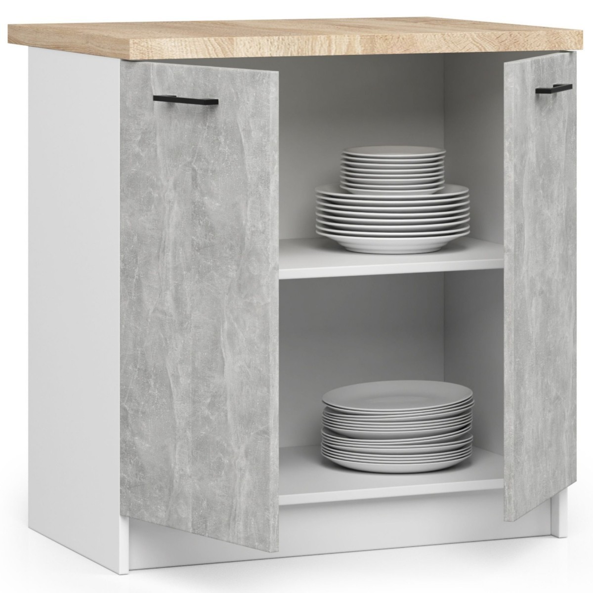 Kuchyňská skříňka Olivie S 80 cm 2D bílá/beton/dub sonoma