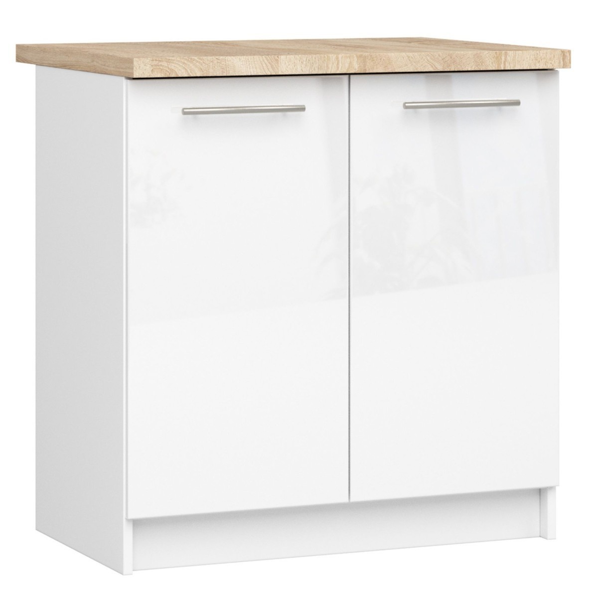 Kuchyňská skříňka Olivie S 80 cm 2D bílá/bílý lesk/dub sonoma