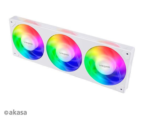 Akasa ventilátor VEGAS A36, trio 12cm ARGB fan, single frame, Anti-Vibration