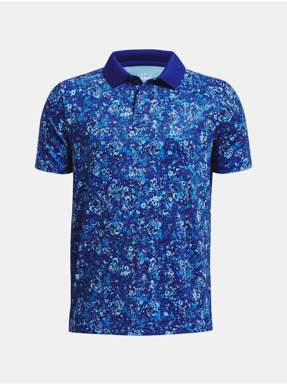 Modré chlapčenské športové vzorované polo tričko Under Armour