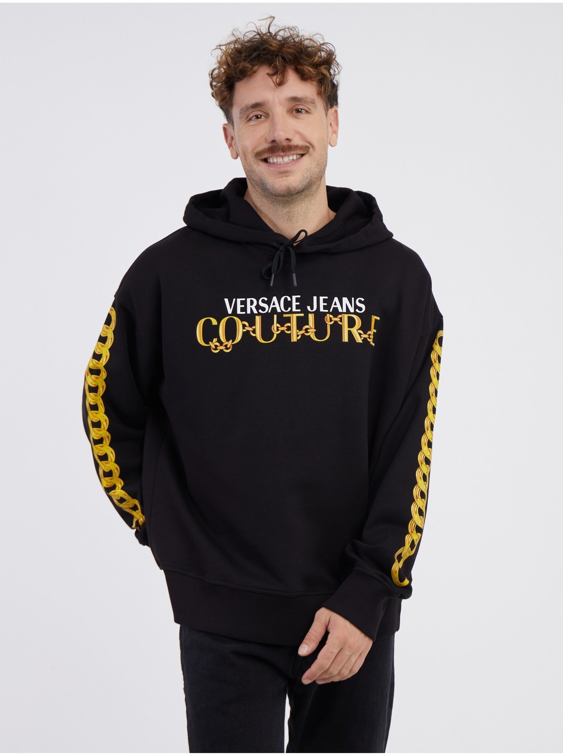 Čierna pánska mikina s kapucňou Versace Jeans Couture