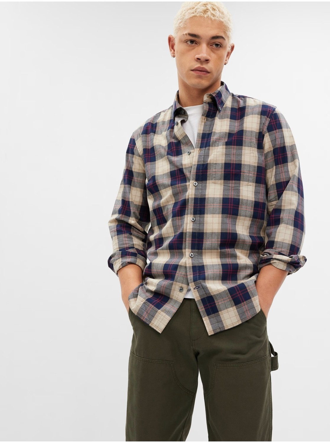 Tmavomodrá pánska kockovaná košeľa Gap