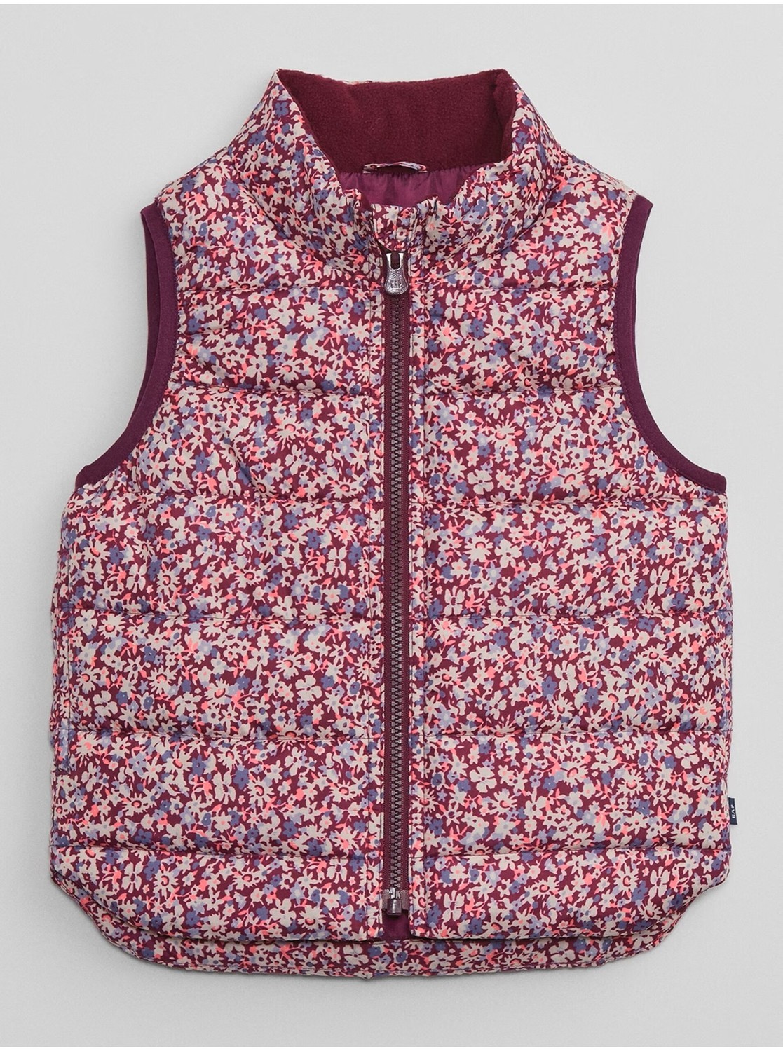Vínová dievčenská prešívaná vzorovaná vesta Gap