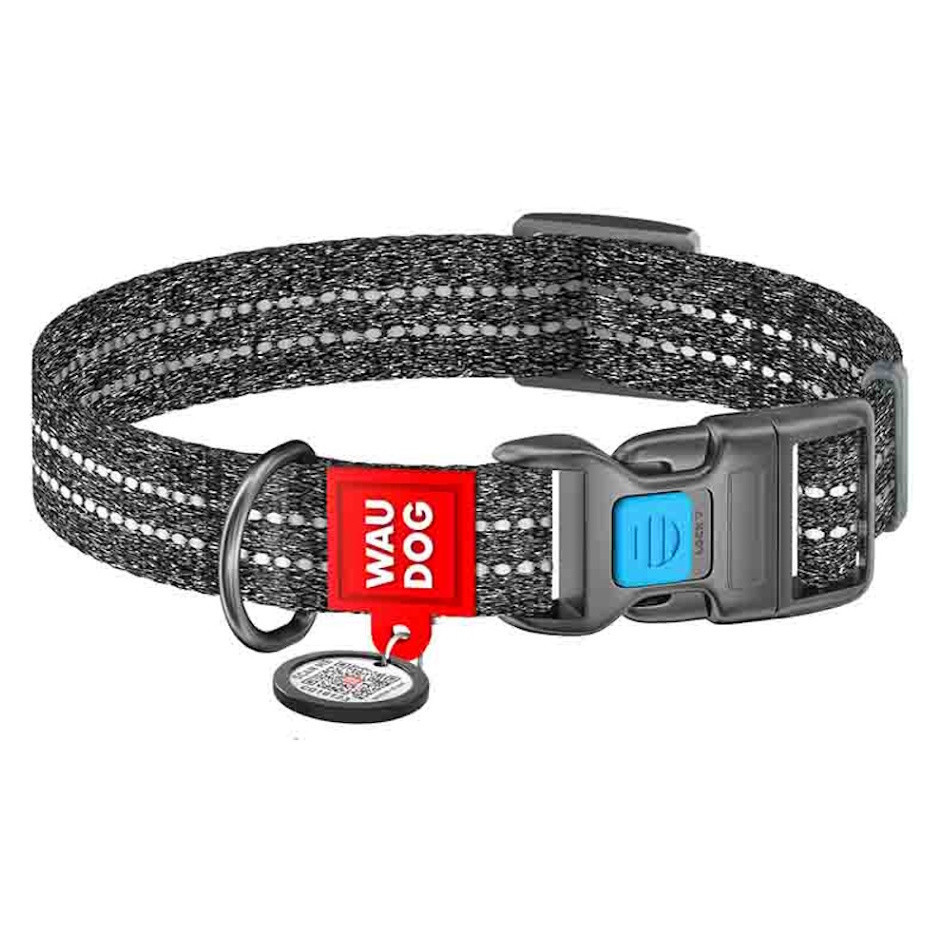 WAUDOG Re-cotton Bavlnený obojok pre psov sivý 1 ks, Veľkosť: S
