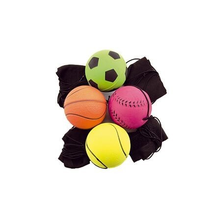 Teddies Loptička vracajúca sa gumová 6cm 4 farby v sieťke 24ks v boxe