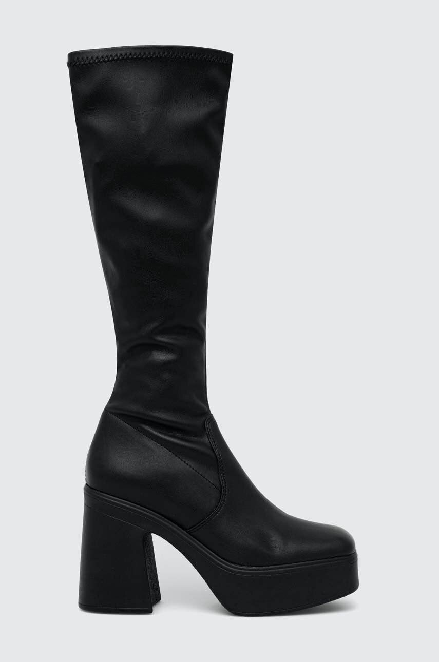 Vysoké čižmy Steve Madden Phoenix dámske, čierna farba, na podpätku, SM11002074