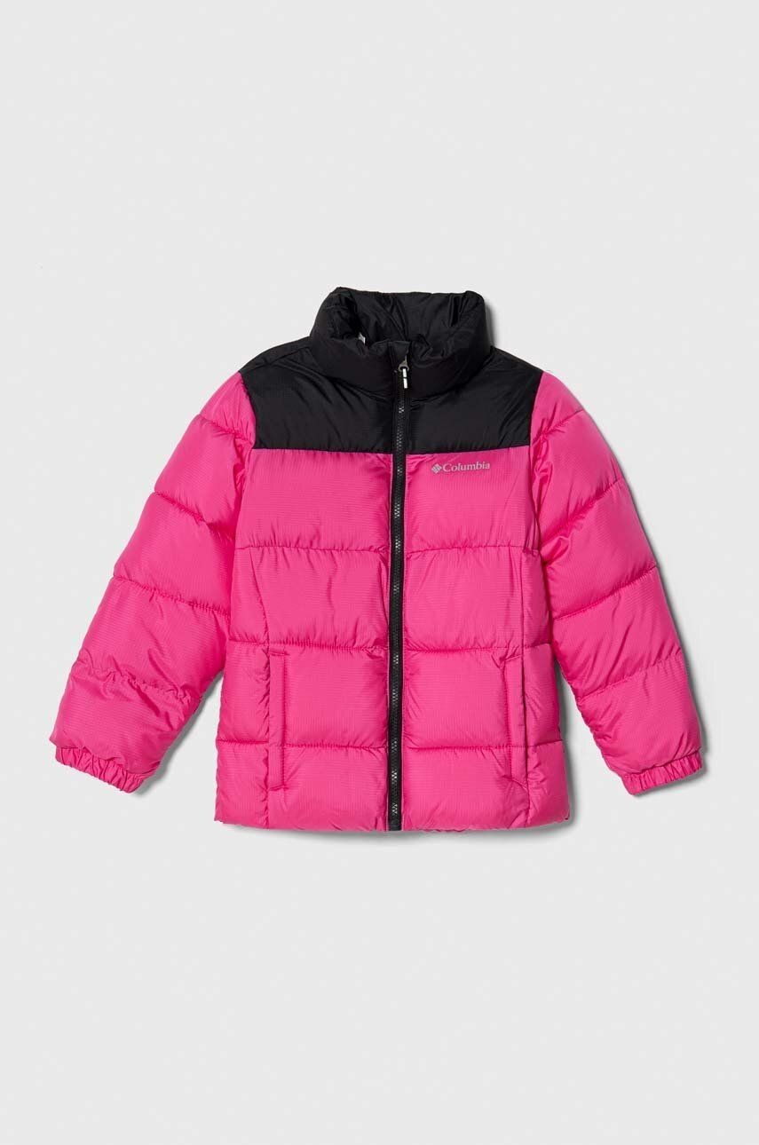 Detská bunda Columbia U Puffect Jacket ružová farba