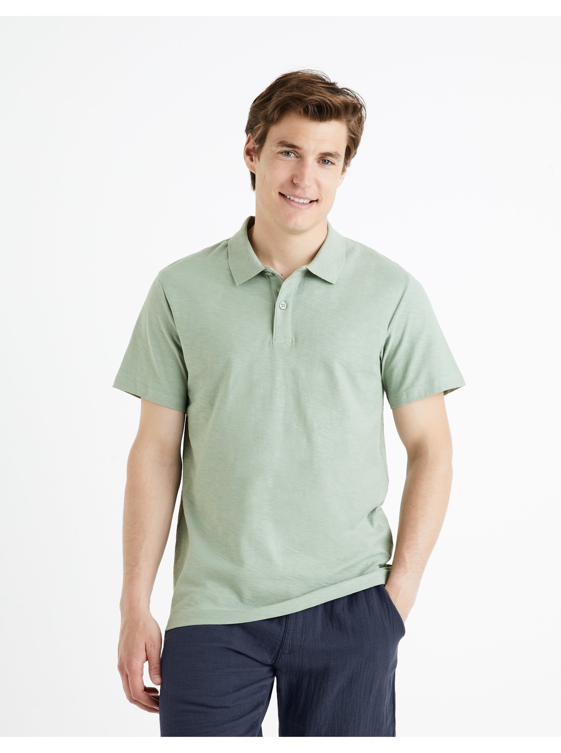 Svetlosivé pánske polo tričko Celio Feflame