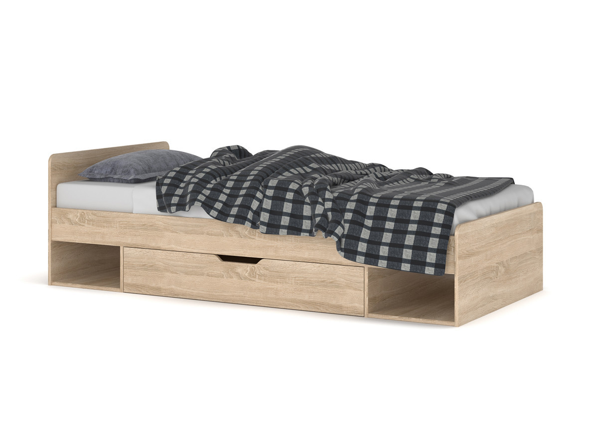 KONDELA Teyo 1S/90 jednolôžková posteľ s úložným priestorom dub sonoma
