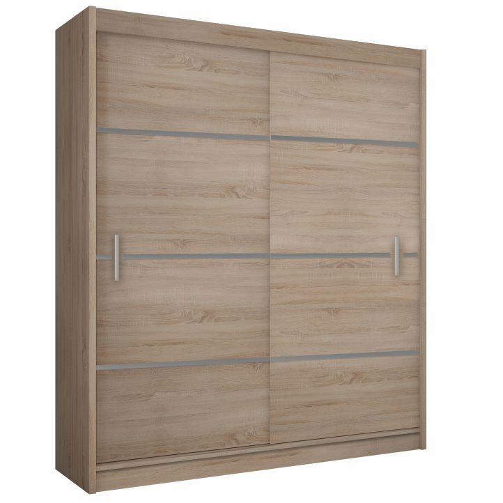 KONDELA Merina 203 2D šatníková skriňa s posuvnými dverami dub sonoma / sivá