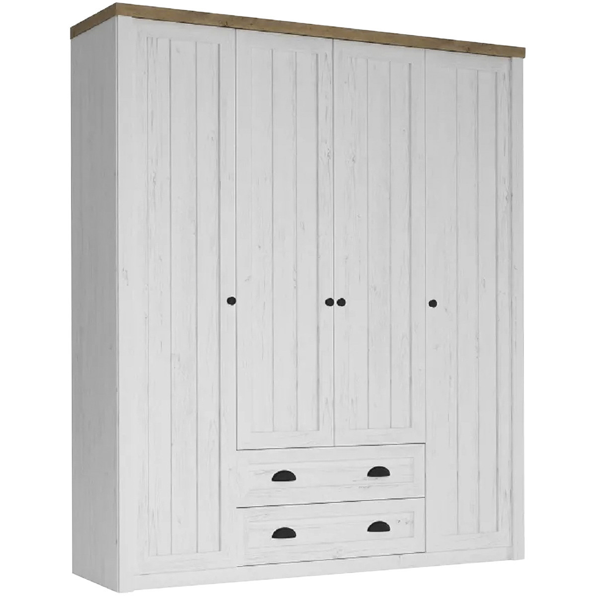 KONDELA Provance S4D 4D štvordverová šatníková skriňa sosna Andersen / dub lefkas