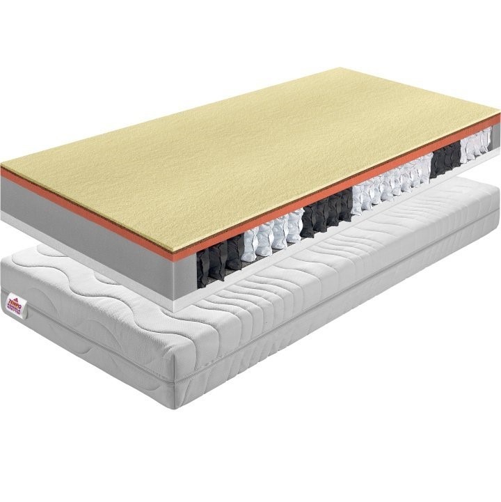 KONDELA BE Palmea New obojstranný taštičkový matrac 90x200 cm pružiny / plsť / PUR / latex-kokos doska / látka