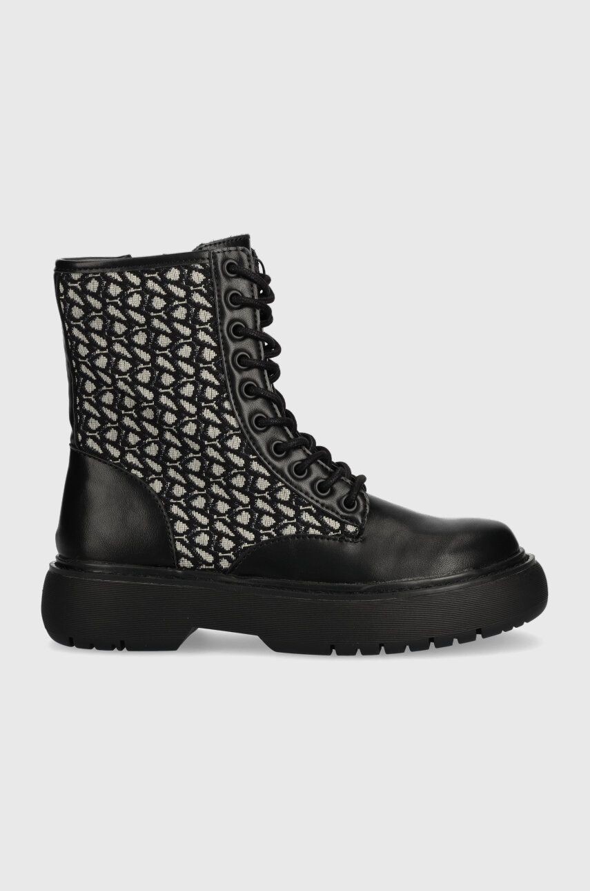 Workery Pepe Jeans YOKO JACQUARD dámske, čierna farba, na platforme, PLS50505