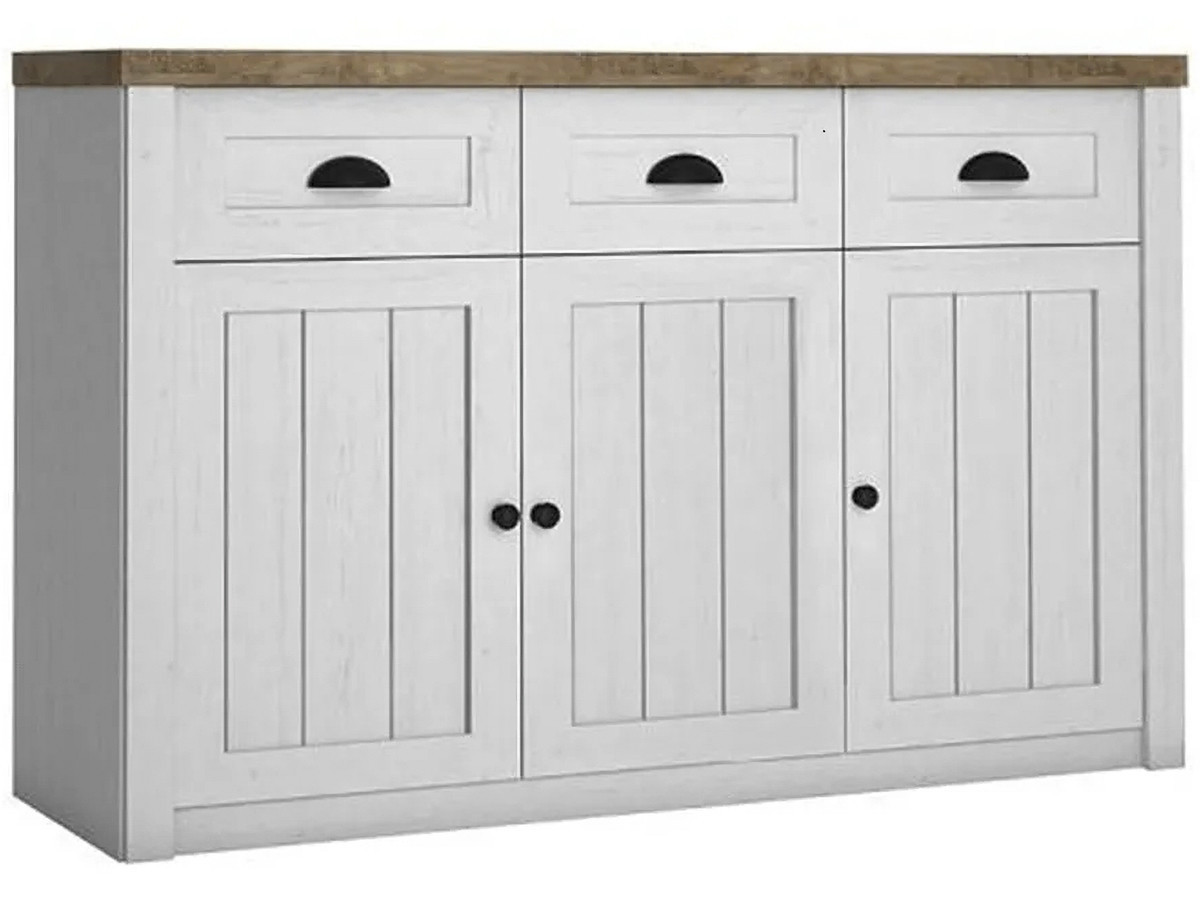 KONDELA Provance K3SP trojdverová komoda sosna Andersen / dub lefkas