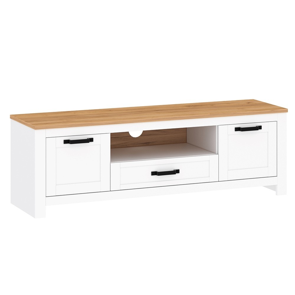 KONDELA Lanzette B tv stolík biela alba / dub craft zlatý