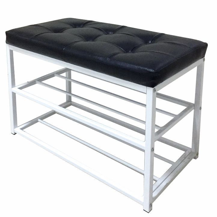 KONDELA Lyros botník s lavicou čierna / biela