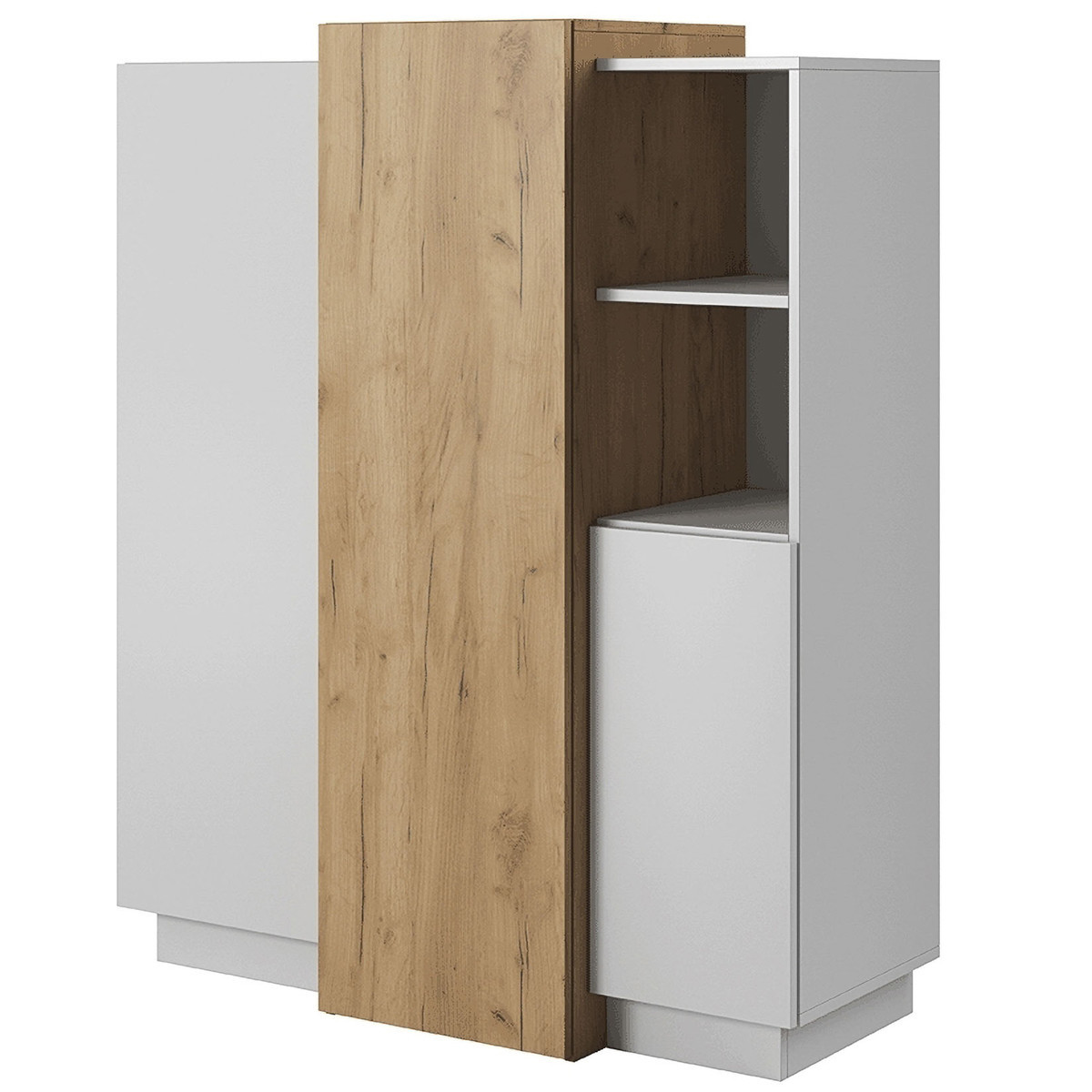 KONDELA Trio 3D trojdverová komoda biela / dub craft zlatý