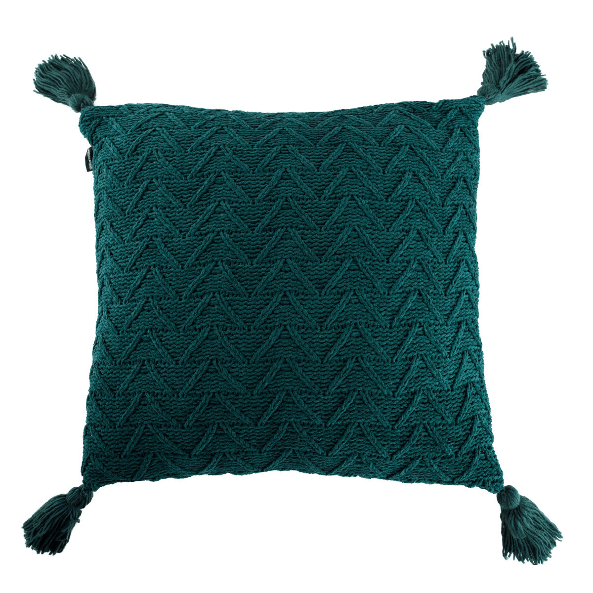 KONDELA Usale pletený vankúš 45x45 cm tmavozelená