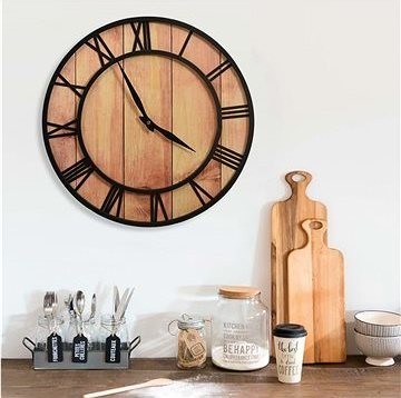 Nástenné hodiny 39 cm hnedo-čierne MDF a železo 325172