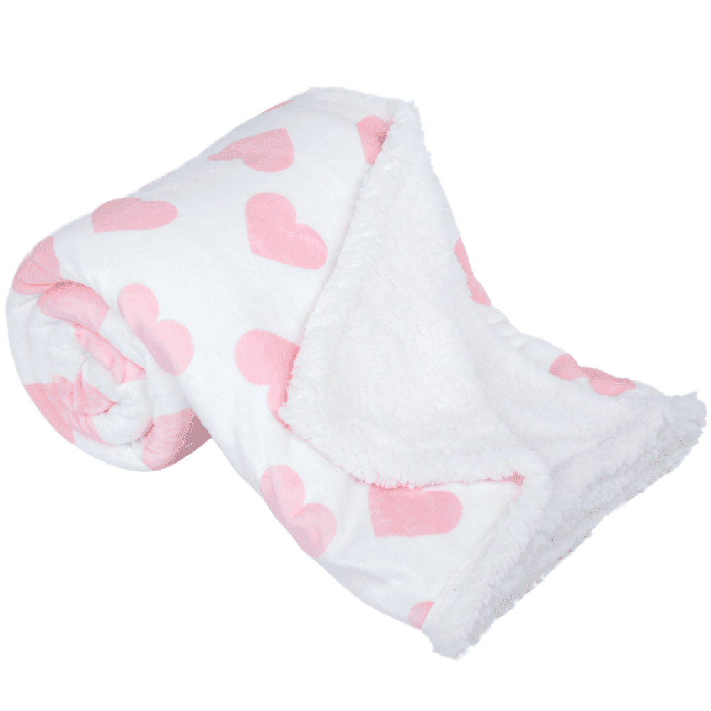 Obojstranná baránková deka, vzor srdce, 150x200, DALIS