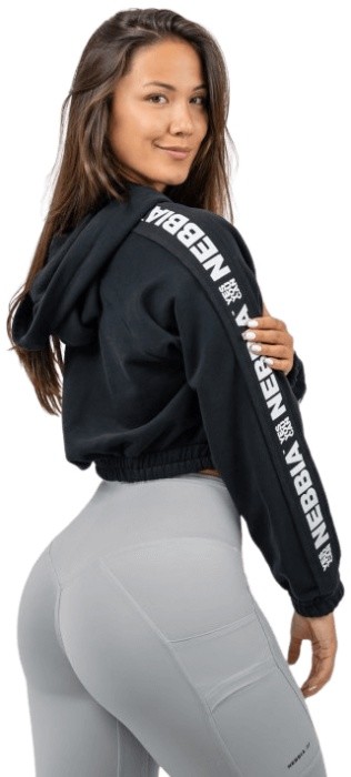 Nebbia crop mikina s kapucňou iconic 254 čierna - xs