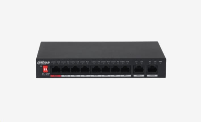 Dahua PFS3010-8ET-96-V2, 10-portový neriadený stolný prepínač s 8-portovým PoE