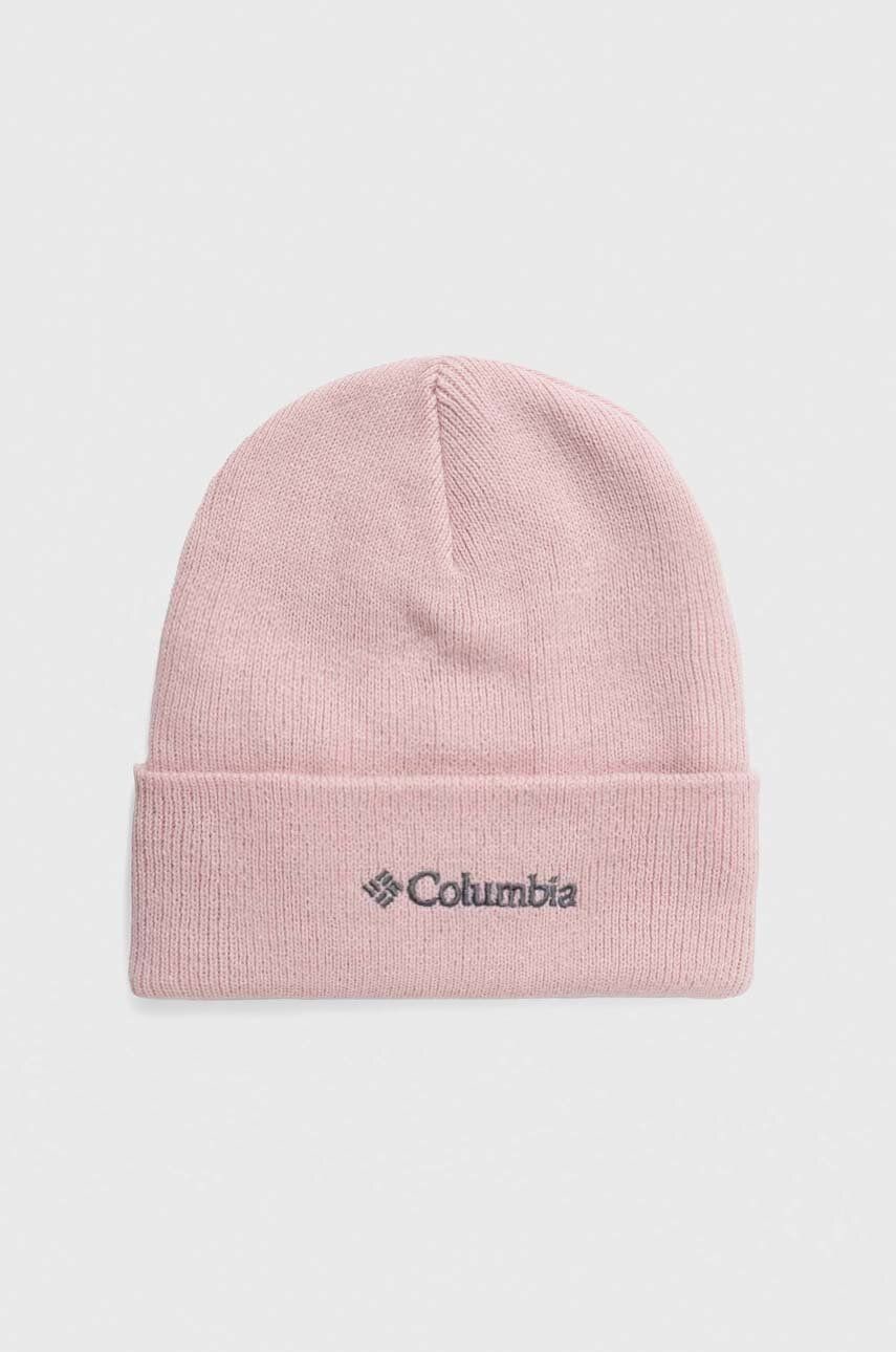 Detská čiapka Columbia čierna farba biela, z hrubej pleteniny