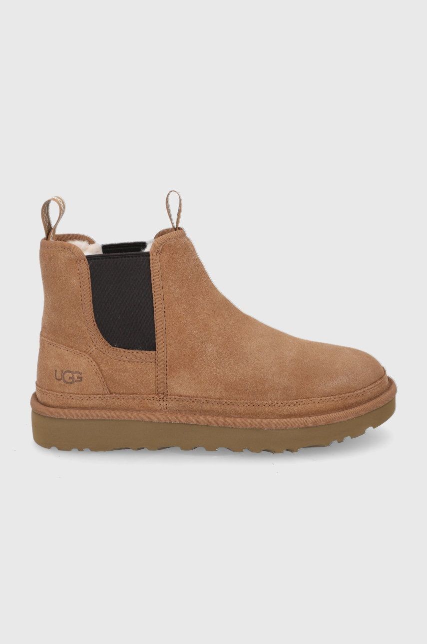 Semišové topánky Chelsea UGG pánske, hnedá farba