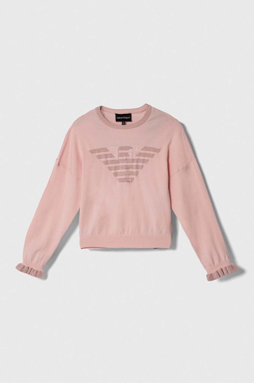 Detský sveter Emporio Armani ružová farba, tenký