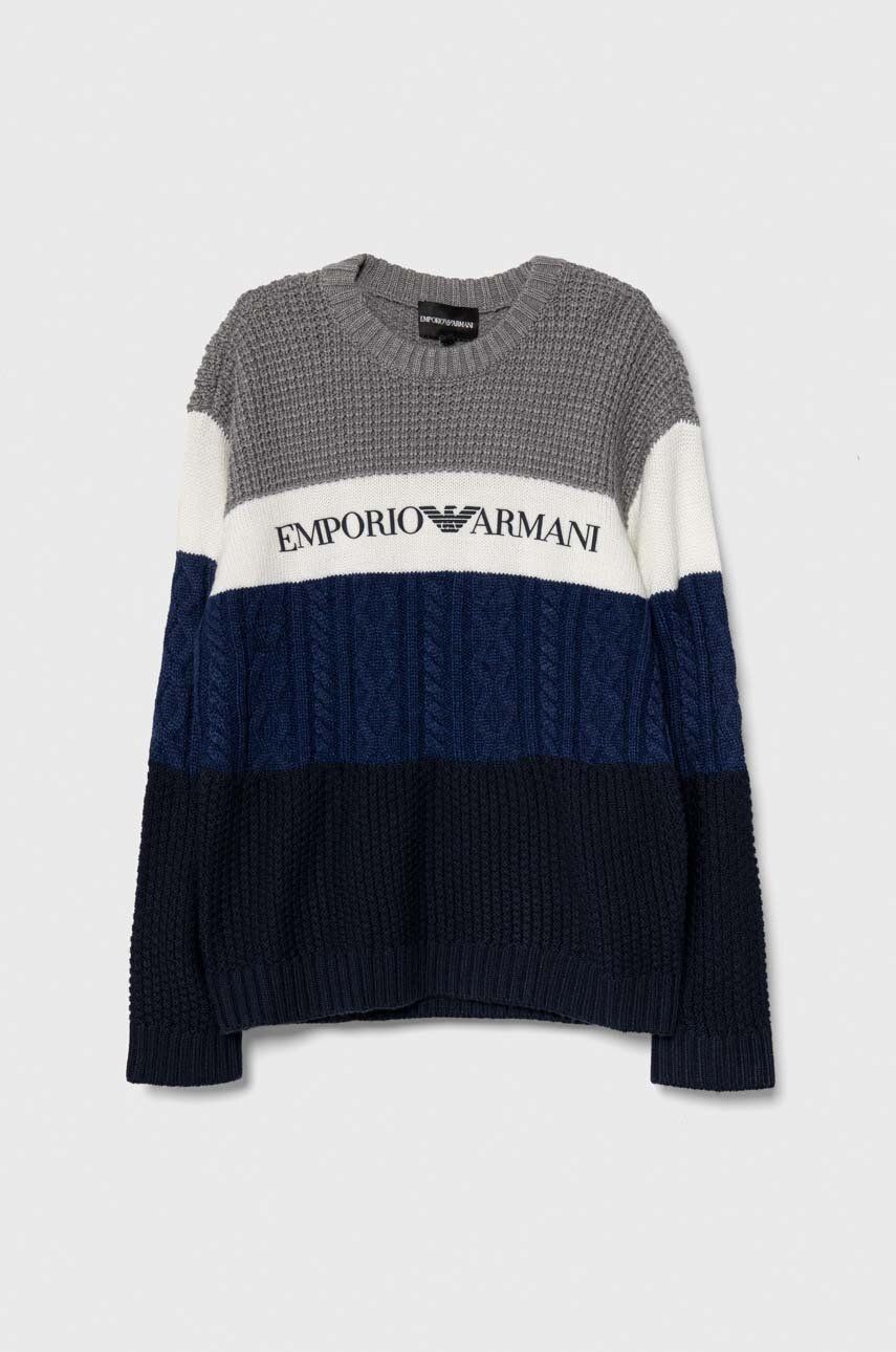Detský vlnený sveter Emporio Armani šedá farba