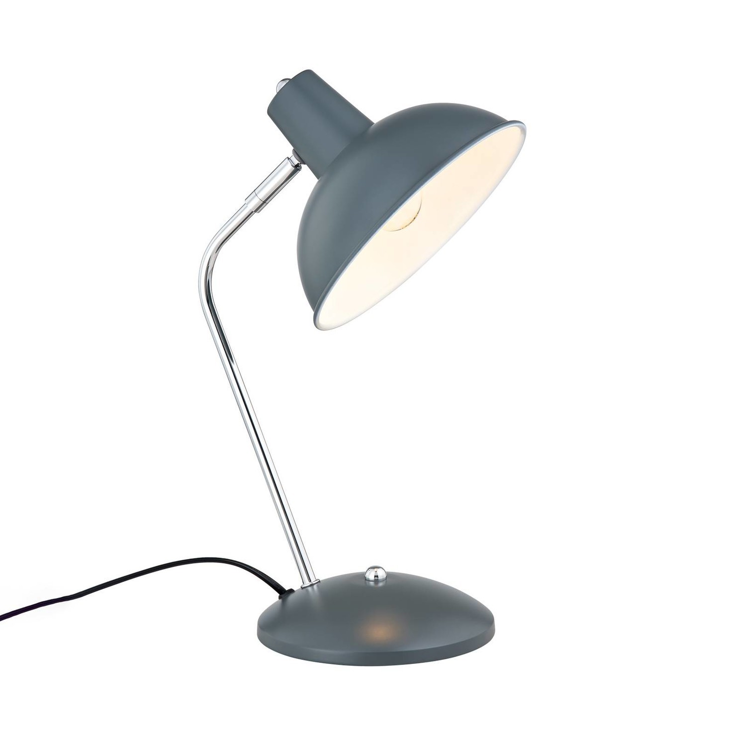 Lindby Jamelia vintage stolná lampa, oceľ, sivá