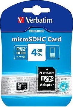 Verbatim MicroSDHC 4 GB Class 10 + SD adaptér