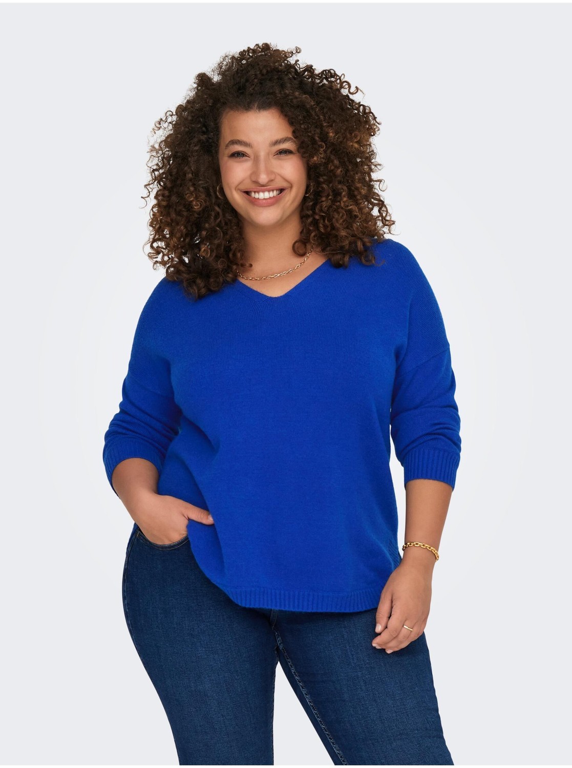 Blue Ladies Sweater ONLY CARMAKOMA Margareta - Women