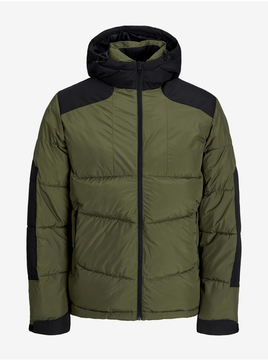 Khaki Mens Quilted Winter Jacket Jack & Jones Otis - Men