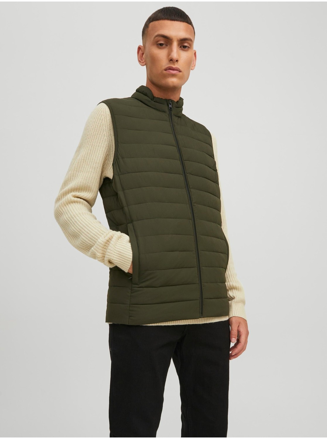 Pánska vesta Jack & Jones Khaki