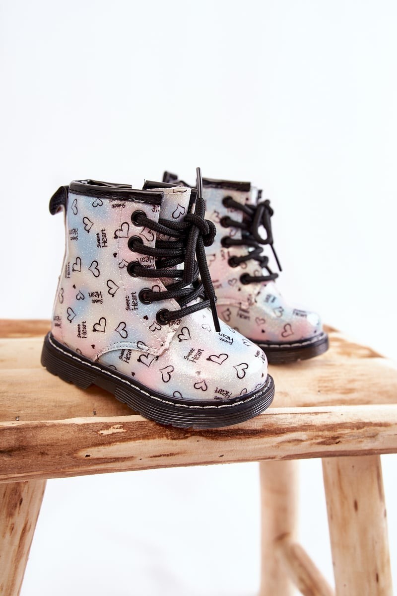 Children's glitter shoes with multi-colored Reggie patterns