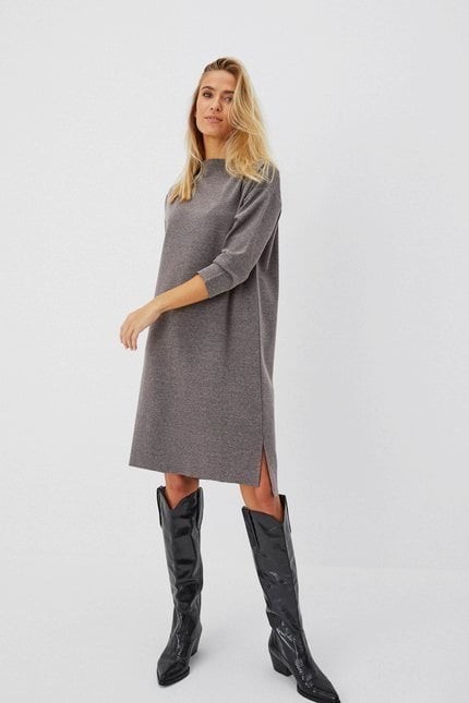 Dress made of smooth knitwear - graphite
