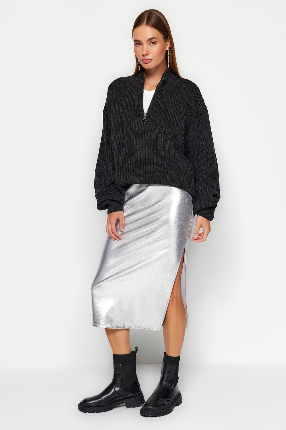 Trendyol Skirt - Silver-colored - Maxi