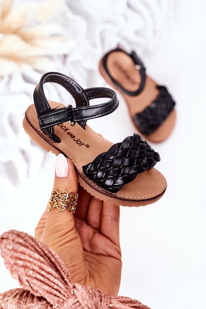Children's knitted sandals black bailly