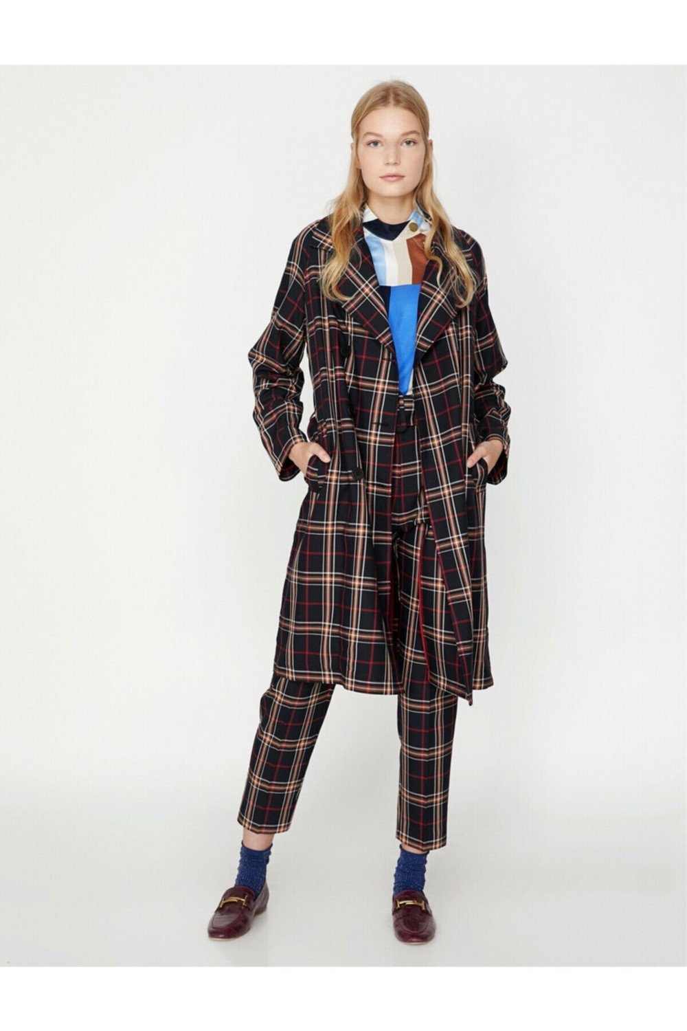 Koton Trench Coat - Multicolor - Double-breasted
