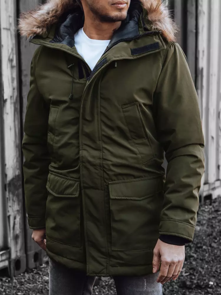 Men's winter jacket with hood green Dstreet