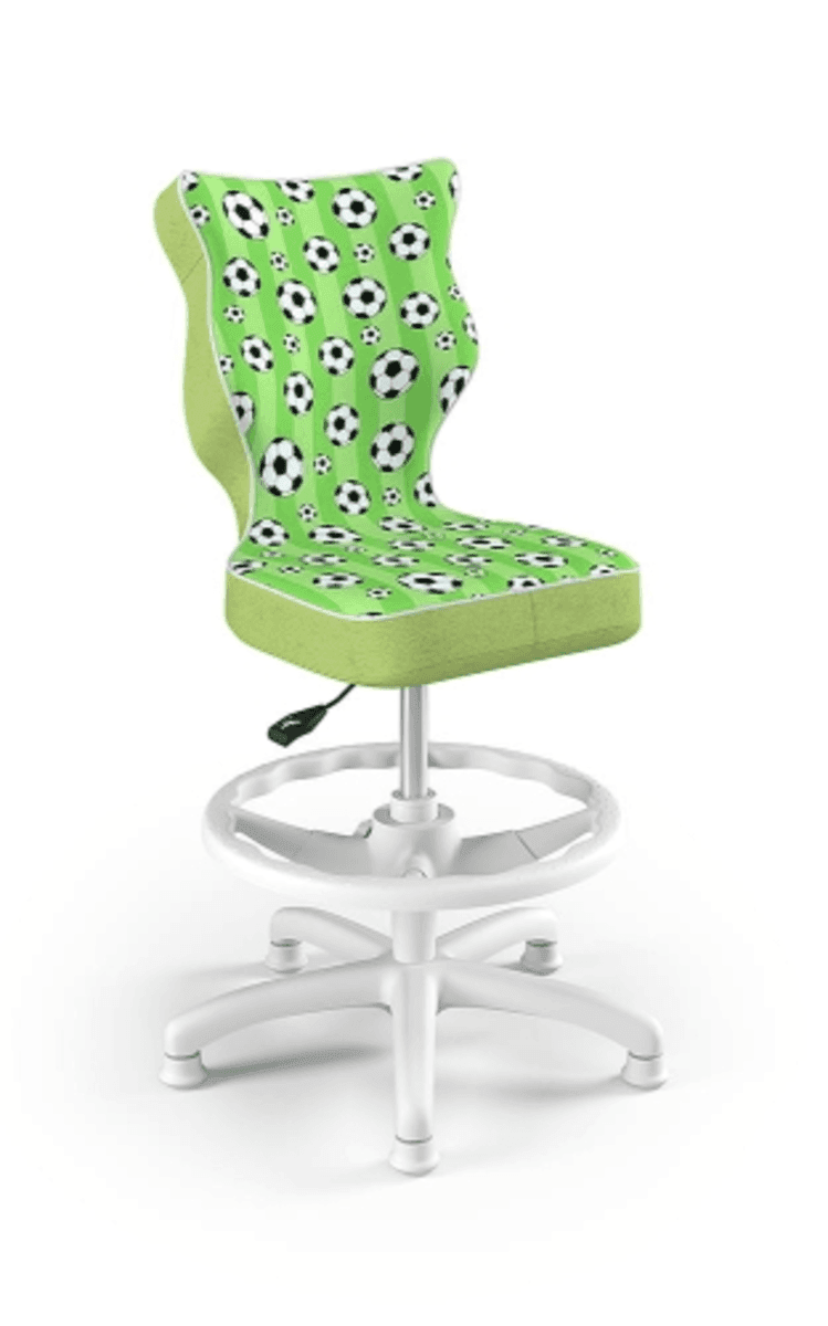 Detská ergonomická stolička k písaciemu stolu upravená na výšku 119-142 cm - futbalové lopty