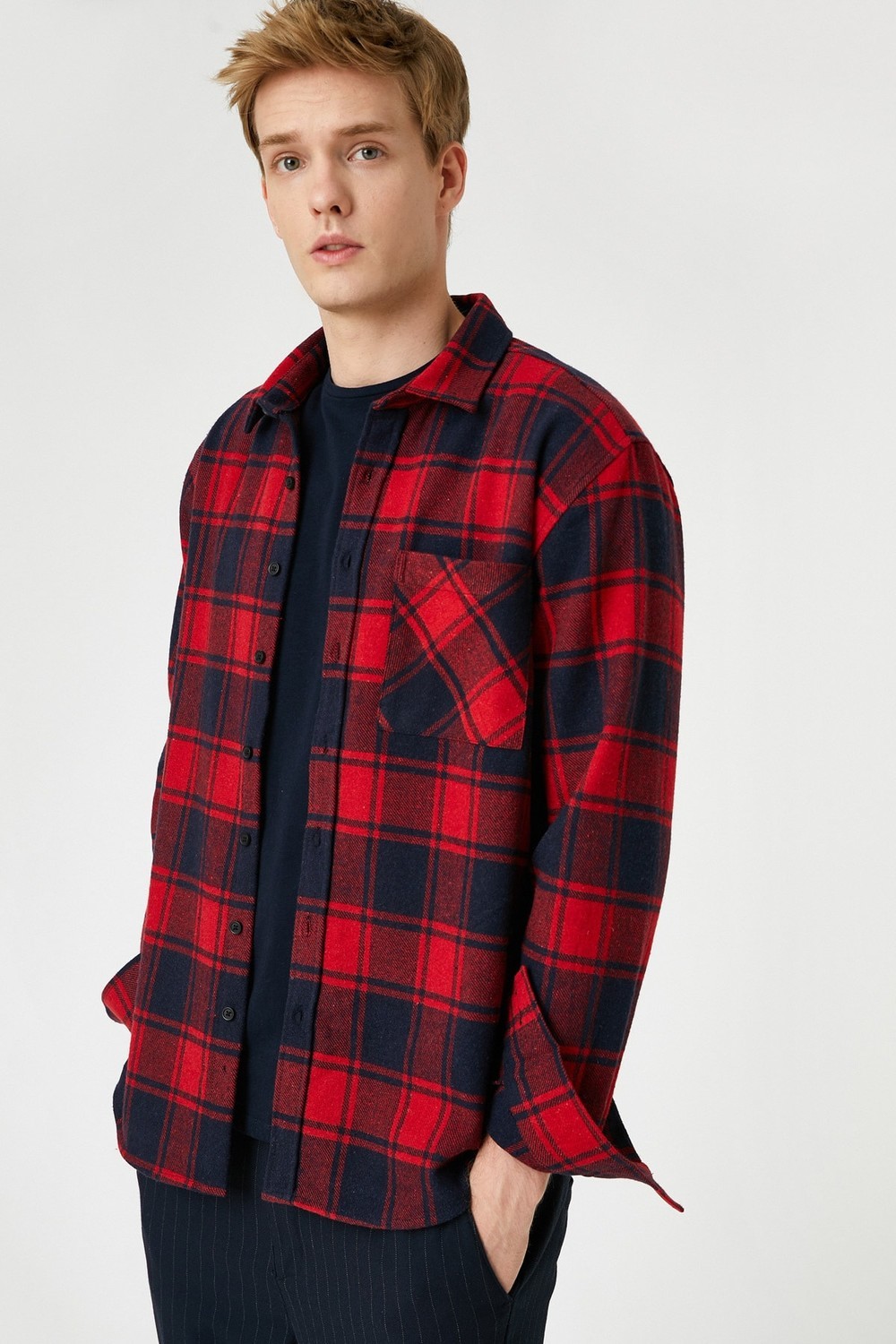 Koton Men's Red Plaid Shirt